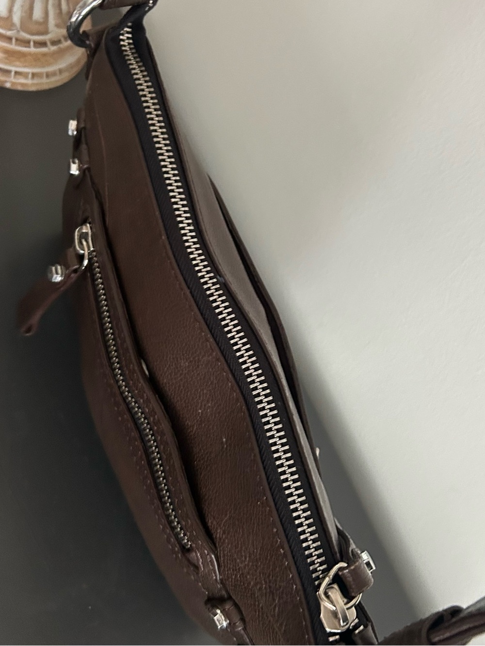 Oryany Brown Woven Leather Crossbody Shoulder Bag Silver Hardware - Picture 10 of 12